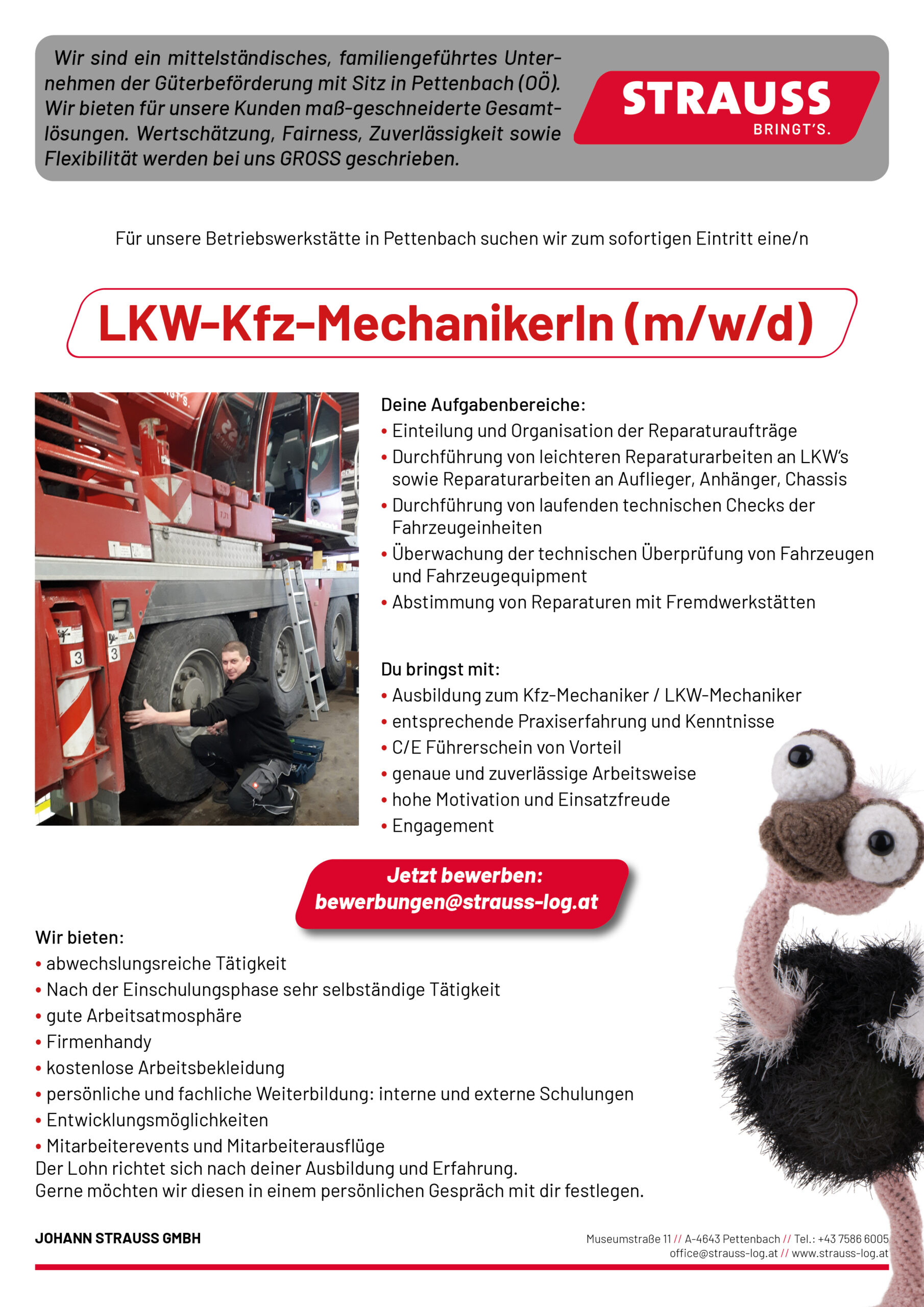 Stelleninserat - LKW-Ladekranfahrer/in